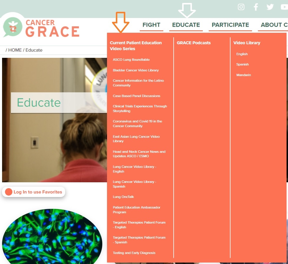 GRACE Navigation bar drop down